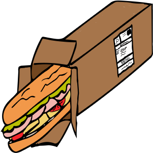 A loaf of bread in a beat-up shipping box.