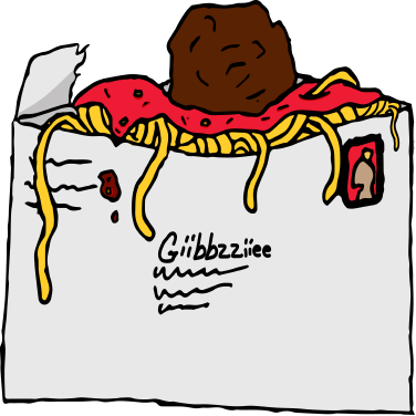 A box of pasta labeled Mail Dente from the Food from E-Bay series.